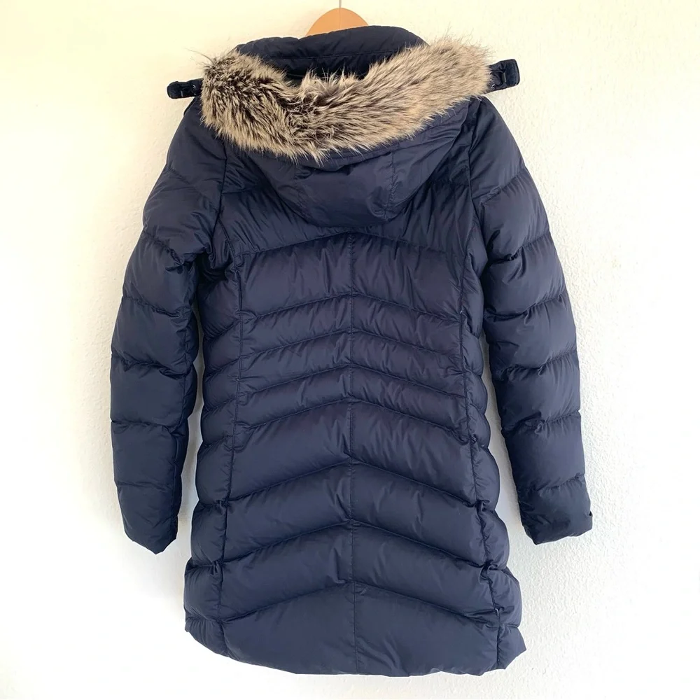 Marmot Women's Montreal Blue Down Puffer Coat Parka with Faux Fur Trim - Picture 4 of 14